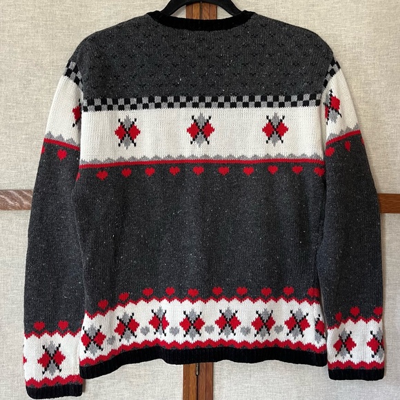 Vintage Eagle’s Eye Scottie Dog Heart Argyle Knit Cardigan Sweater - Medium - Picture 2 of 9